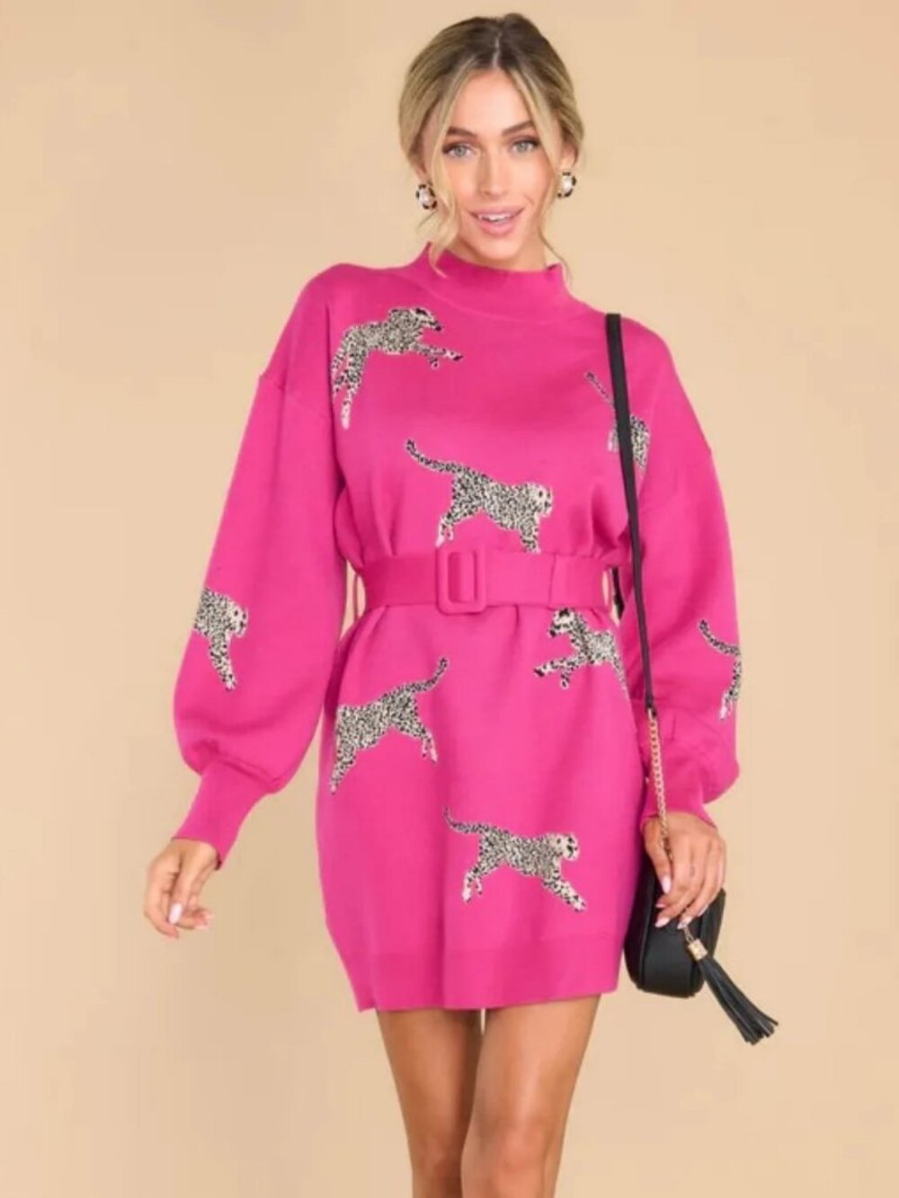 Entro Hot Pink Sweater Dress - M